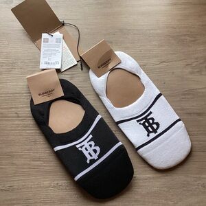 NWT Burberry TB Monogram Black and White low profile socks